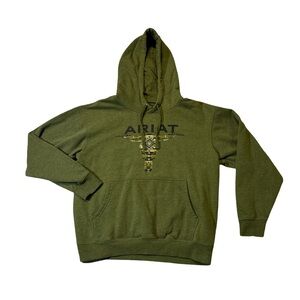 Ariat mens S Small green fleece cotton blend pullover hoodie EUC